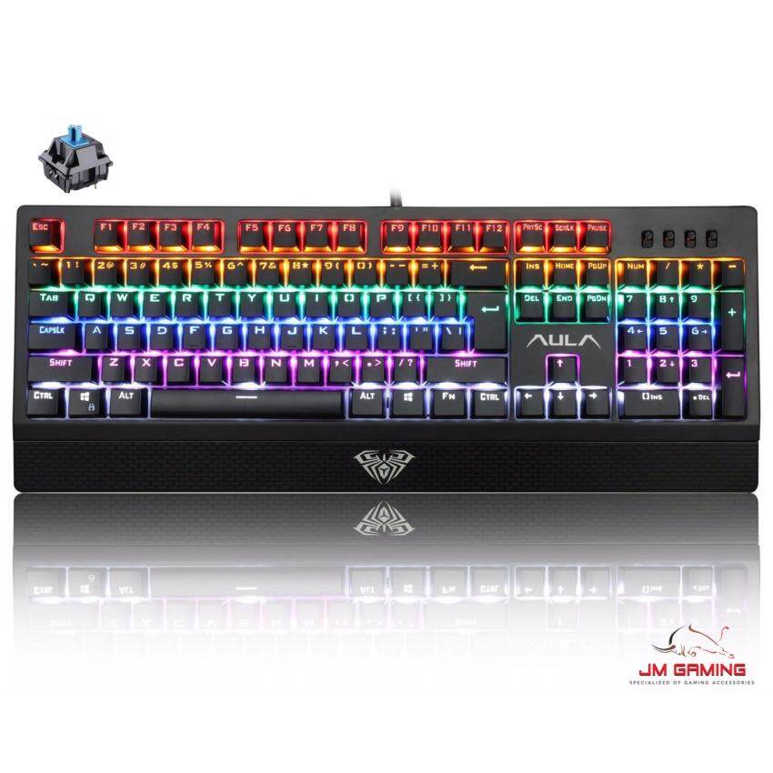 【JM GAMING MALAYSIA】AULA SI-890S Wing of liberty RAINBOW BACKLIT LED COLOR MECHANICAL KEYBOARD 104KEYS WIRED GAMING KEYBOARD, 1 year warranty,dota2,league of legend,cs go overwatch,mobile legend, - intl