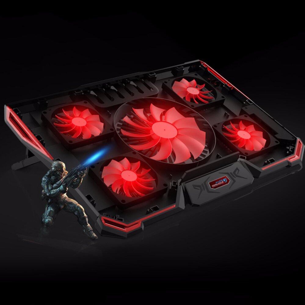 【JM GAMING MALAYSIA】CoolCold 5 Fan Laptop Cooler Cooling Pad Base LED Notebook Cooler Computer USB Fan Stand For Laptop PC 12-17