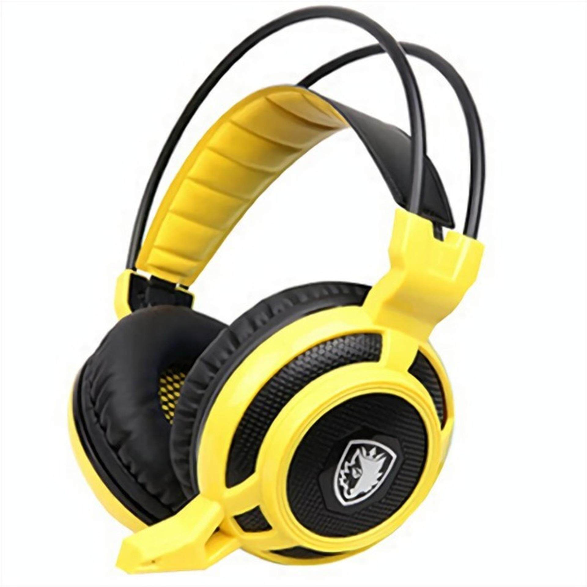 (JM GAMING MALAYSIA)SADES MOYU YELLOW Arcmage 3.5mm PC Gaming Headset Headphones with Microphone Volume Control Noise Canceling LED light for PC/Notebook/Laptop(YELLOW)