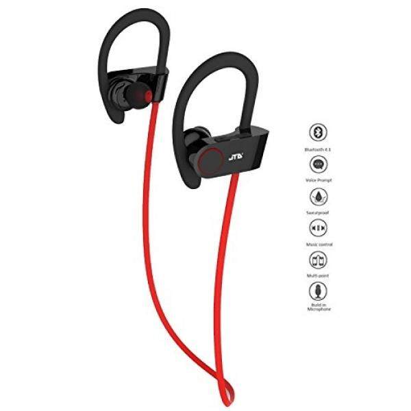 Jtd Premium Wireless Bluetooth 4.1 Headphone Kebisingan Membatalkan Ringan Tahan Keringat Headphone dengan Mikrofon, Bagus untuk Olahraga, Lari, gym Nirkabel Earphone Bluetooth (Merah Kawat)-Intl
