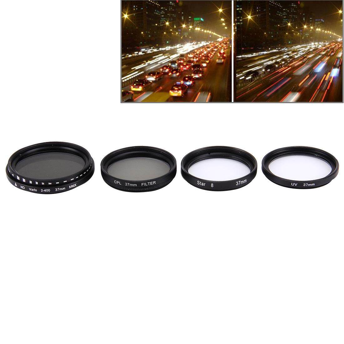 Junestar 4 In 1 Proffesional 37 Mm Filter Lensa (CPL + UV + ND2-400 + Bintang 8) untuk GoPro & Xiaomi Xiayi Yi Olahraga Kamera Aksi-Intl