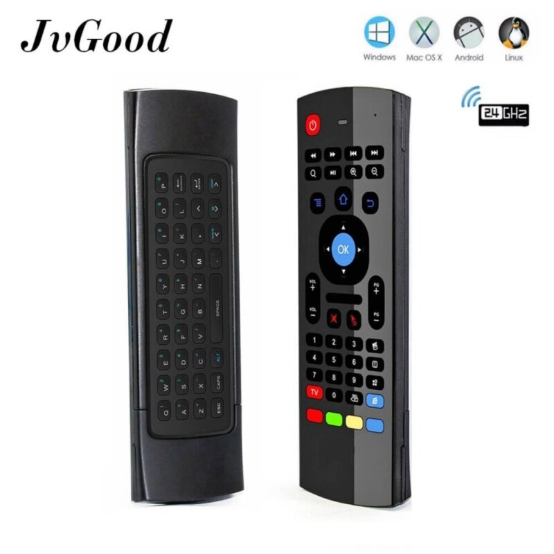 JvGood MX3 Multifunction 2.4G Air Mouse Mini Wireless Keyboard & Infrared Remote Control & 3-Gyro + 3-Gsensor for Google Android TV/Box, IPTV, HTPC, Windows, MAC OS, PS3