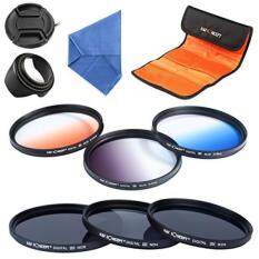 K&F Concept 58mm 6pcs Lens Accessory Filter Kit Neutral Density Filter for Canon 600D EOS M M2 700D 100D 1100D 1200D 650D DSLR Cameras - Includes Filter Kit(ND2+ND4+ND8,Graduated Color Blue,Orange,Gray) + Microfiber Lens Cleaning Cloth + Petal Lens H