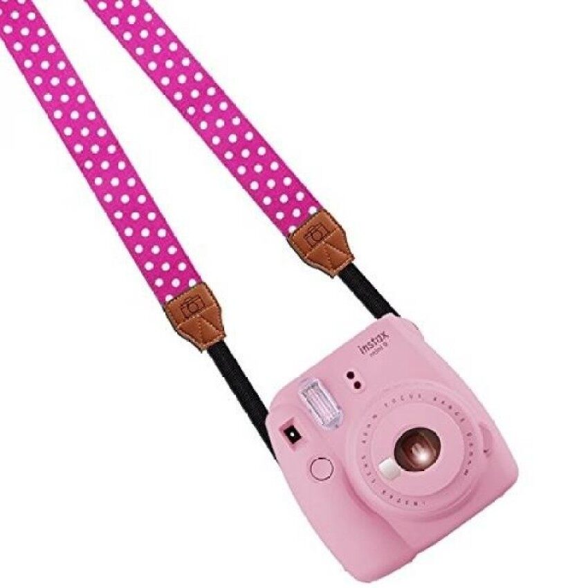 Katia Camera Shoulder Neck Strap Belt For Fujifilm Instax Mini 25/ Mini 8/ Mini 90 Instant Camera, Polaroid Socialmatic/ Z2300 Instant/ Pic300 Instant Camera, Canon Camera(Rose Red/ White Dots) - intl