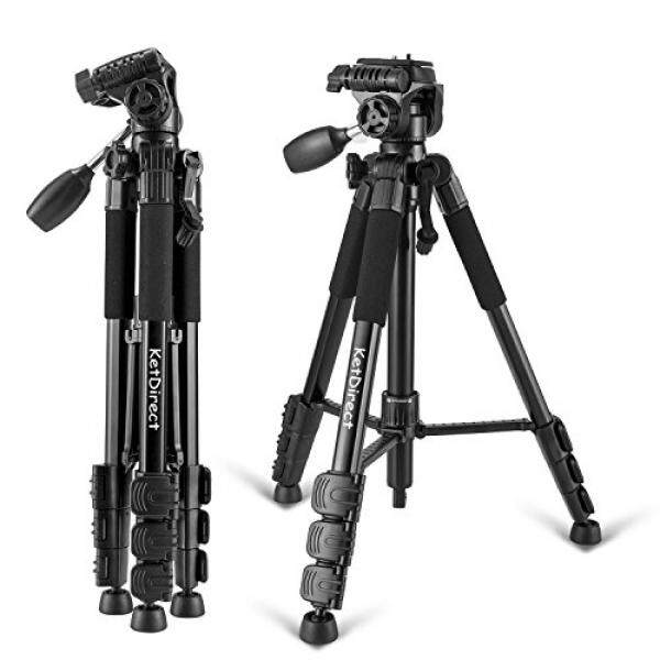 Ketdirect Tripod Kamera, ketdirect K111 Aluminium Profesional Kamera Ringan Tripod S dengan Rocker Arm Kepala Bola dan Kotak Dompet Perkakas Bertualang Digital SLR Kamera atau Video (hitam) -Intl
