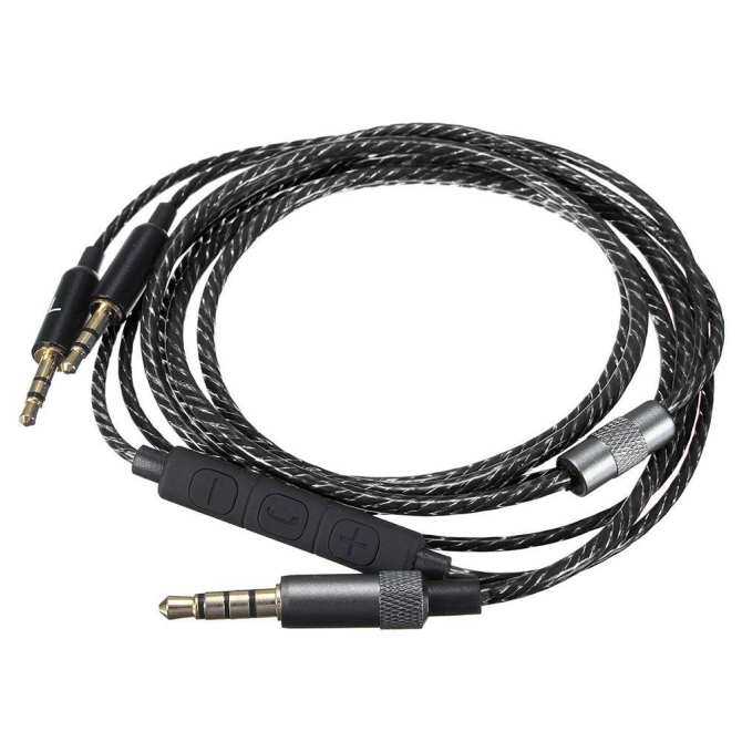 Kobwa Kabel Pengganti dengan Remote Volume dan Mikrofon untuk Sol Republic Master Trek HD V8 V10 V12 X3 Headphone-4 kaki (1.2 Meters) hitam-Intl