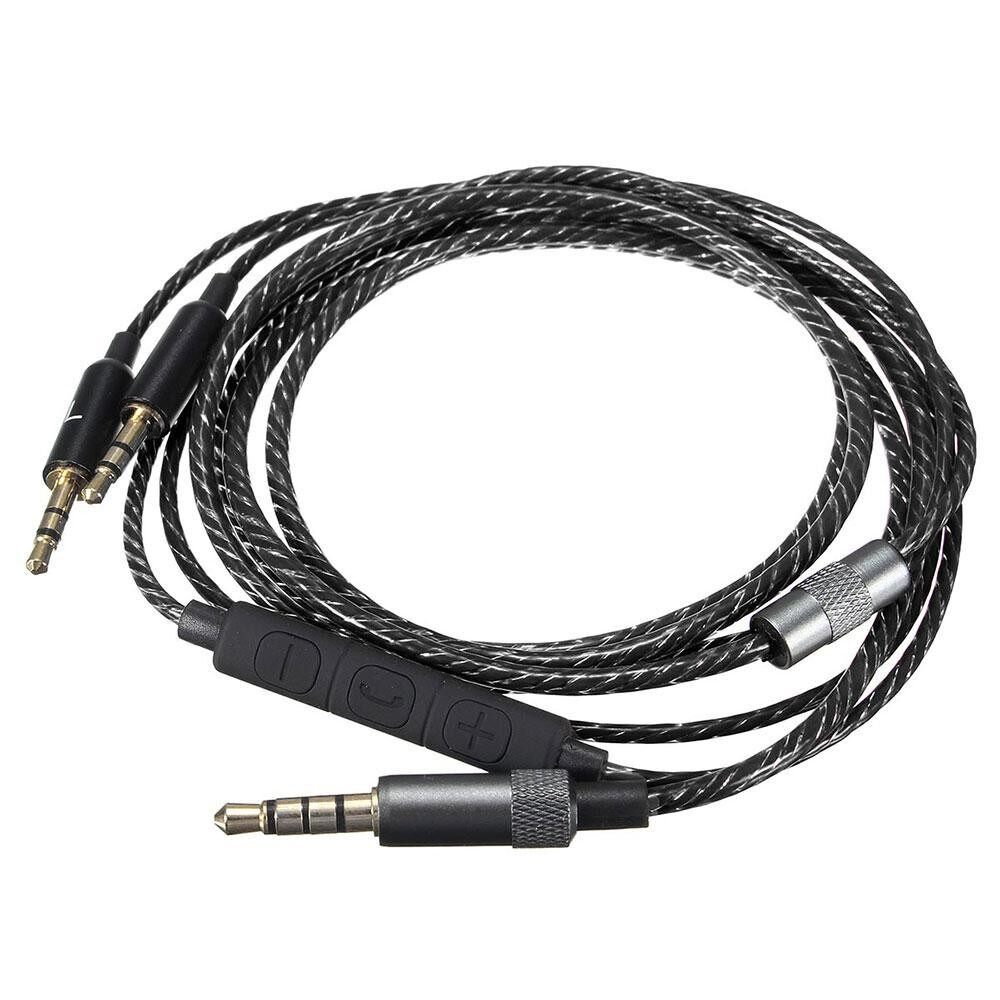 Kobwa Kabel Pengganti dengan Remote Volume dan Mikrofon untuk Sol Republic Master Trek HD V8 V10 V12 X3 Headphone-4 kaki (1.2 Meters) hitam-Intl
