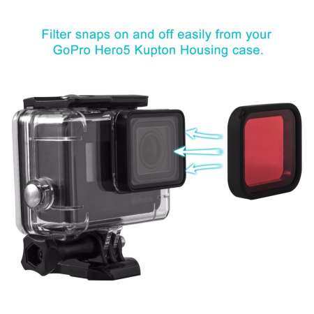 Kupton สีแดงทนทานทนต่อการขีดข่วนตัวกรองพลาสติกสำหรับ GoPro HERO 7 (สีดำ)/2018 (HD) /6/5 กรณี (เฉพาะกรณีการเคหะ kupton) 1 แพ็ค