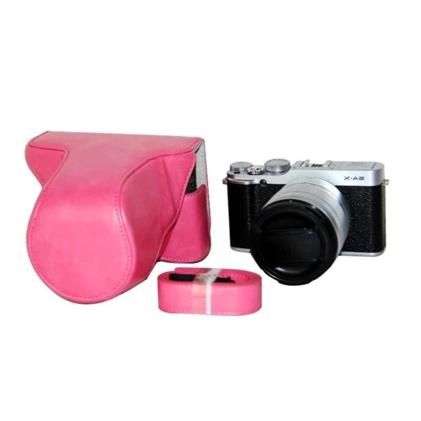 Sarung Kamera Kulit Tas Penutup Tali Sling Kamera untuk Fujifilmfujifinepix XM1 X A1 XA2 16-50 Mm Lensa Kamera Digital (Mawar Merah) -Intl