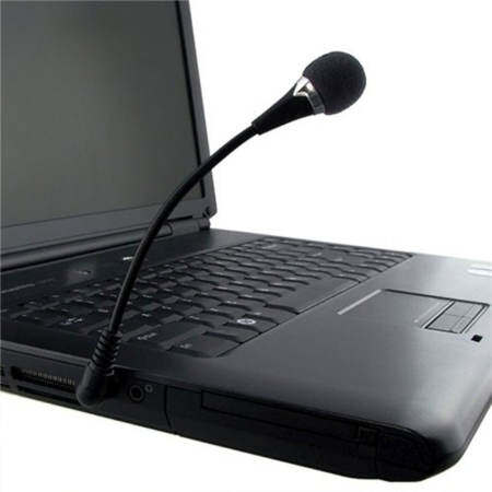 สีดำ Mini 3.5 มิลลิเมตรไมโครโฟนแบบยืดหยุ่น MIC สำหรับ PC แล็ปท็อป Skype - INTL