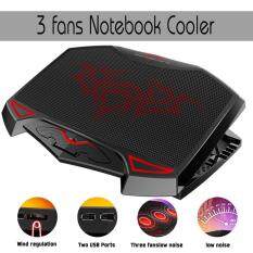 leegoal Three Ultra-quiet Fan With Adjustable 14-inch 15-inch Laptop Cooling Bracket Cooler Stand With LED Light(Black) Malaysia