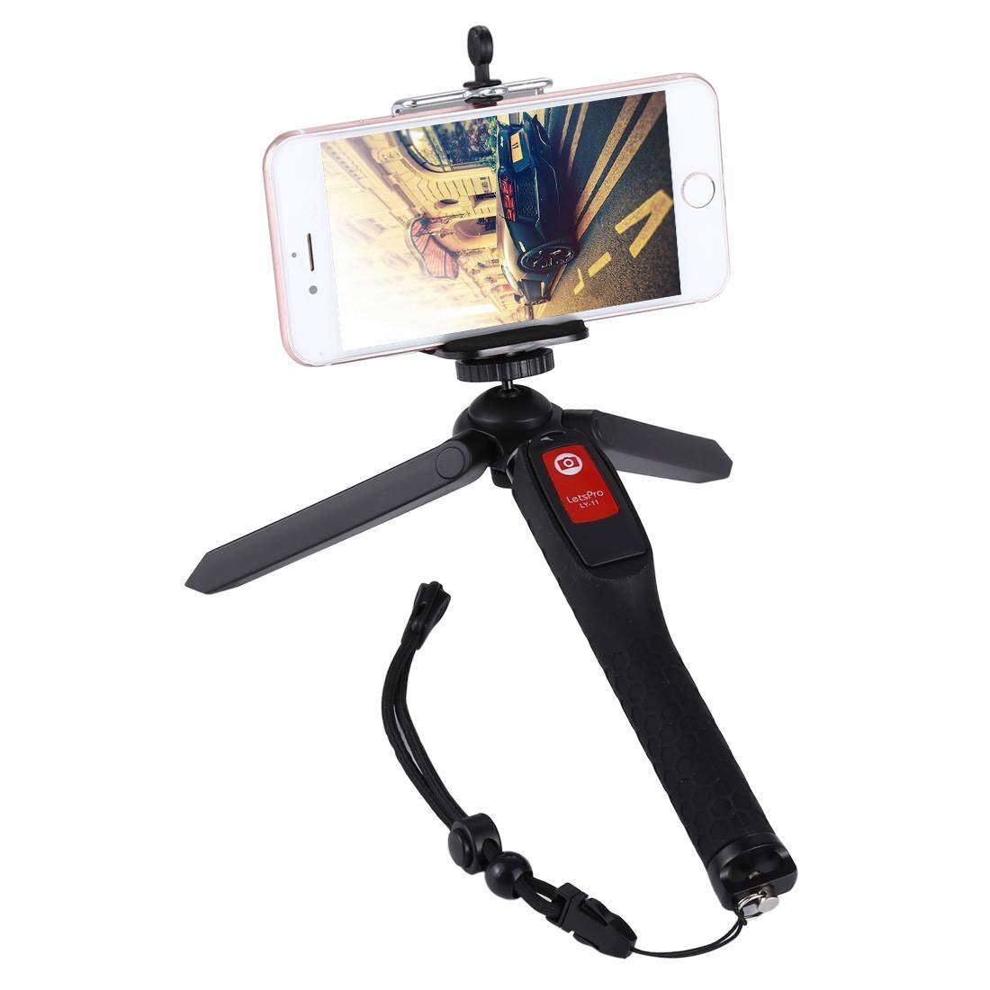 Letspro LY-11 3 Dalam 1 Handheld Tripod Potret Diri Monopod Tongkat Selfie Yang Dapat Diperpanjang dengan Jarak Jauh Rana untuk Ponsel Pintar, kamera Digital, GoPro Olahraga Kamera-Internasional