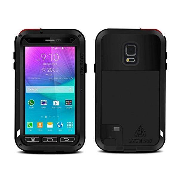 Love Mei Shockproof Water Resistant Dust/Dirt/Snow Proof Aluminum Metal Gorilla Glass Heavy Duty Protection Case Cover for Samsung Galaxy Note 4 IV N9100 Black - intl