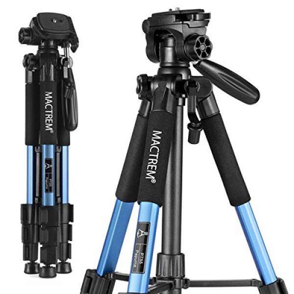 Mactrem PT55 Tripod Kamera Perjalanan Aluminium Ringan untuk DSLR SLR Canon Nikon Sony Olympus DV dengan Tas Laptop-11 Lbs (5Kg) beban (Biru)-Intl