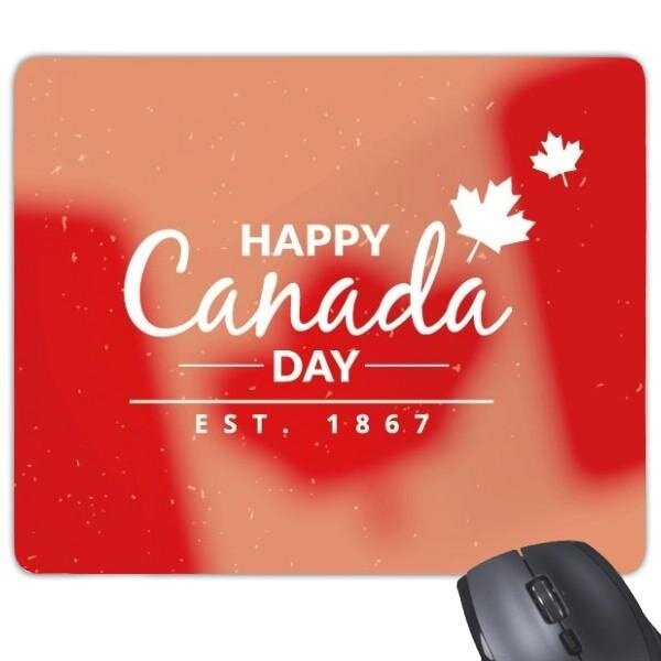 Maple Daun Bahagia Canada Day 4th Juli Slogan Persegi Panjang Non-Slip Mousepad Karet Mouse Permainan Pad Hadiah-Intl