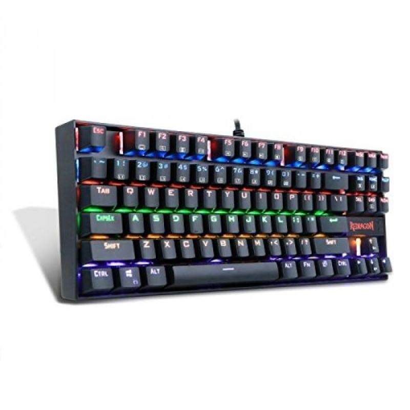 Mechanical gaming keyboard ergonomic tenkeyless Redragon K552-R RGB LED rainbow backlit for pc with Blue switch (Black) - intl Singapore