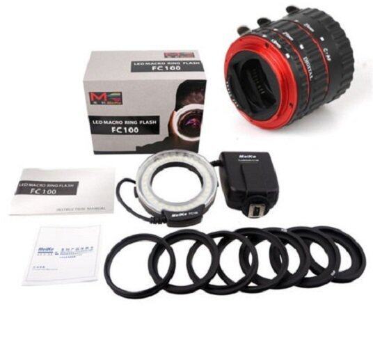Newzone Meike FC-100 Cincin Logam Merah Fokus Otomatis AF Tabung Ekstensi Makro/Ring untuk Canon-Intl