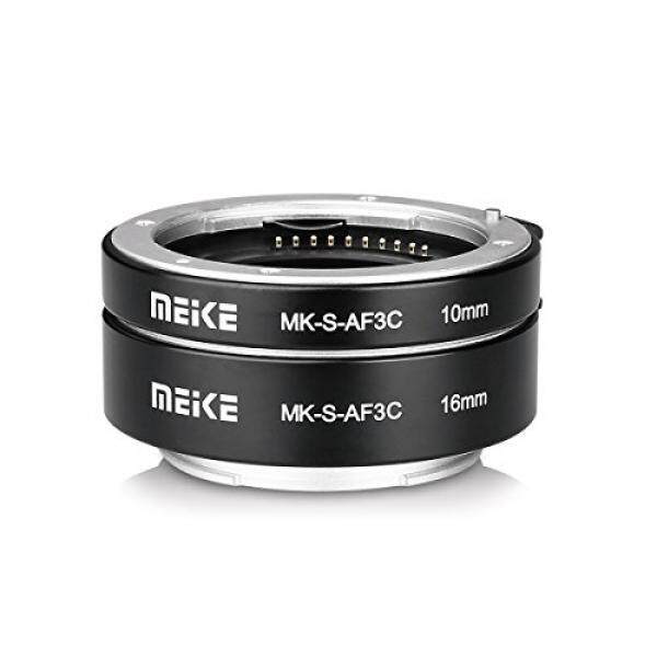 Meike Mk-s-af3c Logam Autofokus Makro Verl? ngerung Adaptor F? R Sony E-Dudukan Cincin 10 Mm 16 Mm Kamera Den Mirrorless A7 A7M2 NEX3 Mex5 NEX6 NEX7 A5000 a6000 A6300 A6500 A9 USW. (Hitam)-Intl