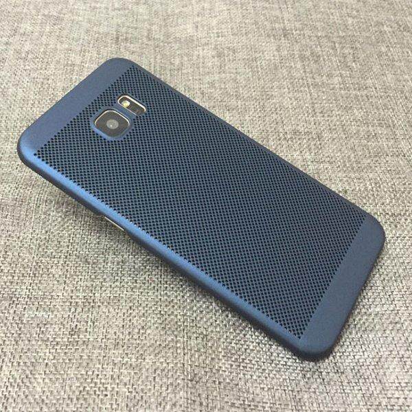 Mesh Dissipating Heat Fingerprint Resistant Hard PC Shockproof Back Case For Samsung Galaxy S7 Edge Blue - intl