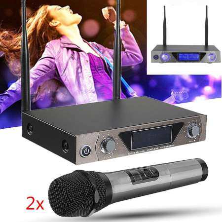โลหะ Pro 2 - ช่อง UHF ไมโครโฟนคู่ไร้สายไมโครโฟนมือถือแบบไร้สาย EU Plug - INTL