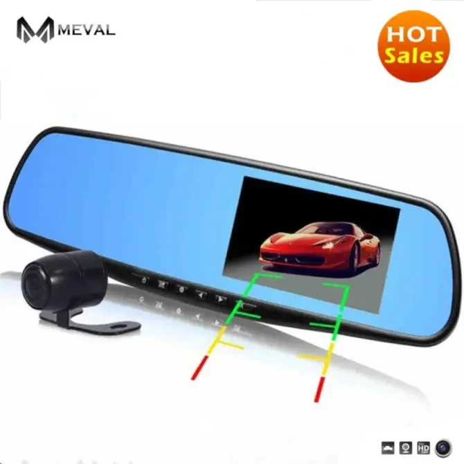 Meval VS4 4.3 Inch Full HD 1080 P Mobil Kamera DVR Kaca Spion Mobil Digital Perekam Video Dual Lensa Kamera Perekam Terdaftar-Intl