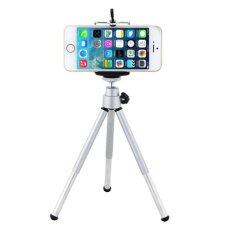 Mini 360°fashion Penahan HP Putar Dudukan Tripod + Tempat Ponsel Braket untuk iPhone Ponsel Perak