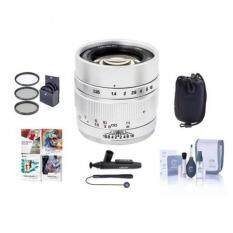 Mitakon Zhongyi Speedmaster 35mm f/0.95 Mark II Lens for Sony E Mirrorless Cameras Silver - Bundle With 55mm Fliter Kit, Lens Pouch, Cleaning Kit, Capleash, Lens Pen Lens Cleaner, PC Software Package