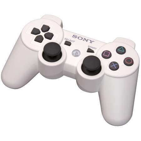 W - ของเล่น PlayStation 3 DualShock 3 อุปกรณ์ควบคุมสัญญาณไวร์เลส (คลาสสิกสีขาว)