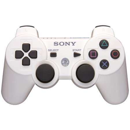 W - ของเล่น PlayStation 3 DualShock 3 อุปกรณ์ควบคุมสัญญาณไวร์เลส (คลาสสิกสีขาว)