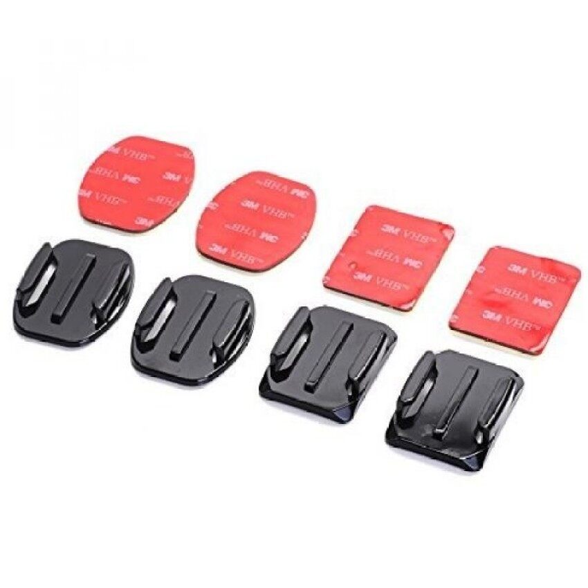 Nechkitter 2 Pcs Datar + 2 Pcs Curved Perekat Sticky Dudukan untuk GoPro HD Hero2 Hero3 HERO 3 Plus Hero 4 DV-Internasional