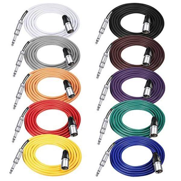 Neewer 10-Pack 6.6 feet/2 meters Cable Cords - 6.35mm (1/4-inch) to XLR Male Cable, Red, Green, Blue, Yellow, Orange, Purple, Black, White, Brown, Grey - intl