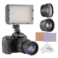 Neewer 160 LED CN-160 LED Video Light Kit for Canon, Nikon, Pentax, Panasonic,SONY, Samsung and Olympus Digital SLR Cameras, includes (1) CN-160 Dimmable Ultra High Power Panel Video Light + (1) 52mm 0.45X Wide Angle Lens + (1) 52mm 2X Telephoto Lens
