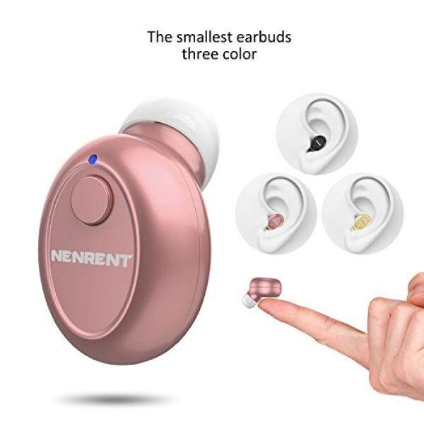 Nenrent Nenrent S590 Earbud Bluetooth, terkecil Mini Tak Terlihat V4.1 Nirkabel Headphone Headset Bluetooth Earphone dengan MIC Hands-Free Panggilan untuk Iphone Ipad Samsung Galaxy Htc Lg dan Smartphone (Mawar Emas) -Intl