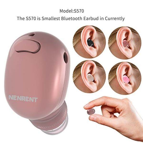 Nenrent S570 Earbud Bluetooth, terkecil Mini V4.1 Nirkabel Earphone Bluetooth Headset Headphone Earphone dengan MIC Hands-Free Panggilan untuk Iphone Ipad Samsung Galaxy LG dan Smartphone 1 PCs (Mawar Emas) -Intl