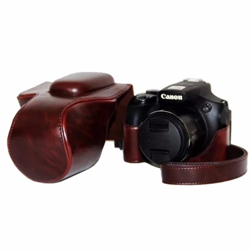 Terbaru Mewah Vintage Pu Sarung Kamera Kulit dengan Tali Kamera Forcanon SX60 HS SX 60 SX60HS SX60 HS Tas Kamera-Intl