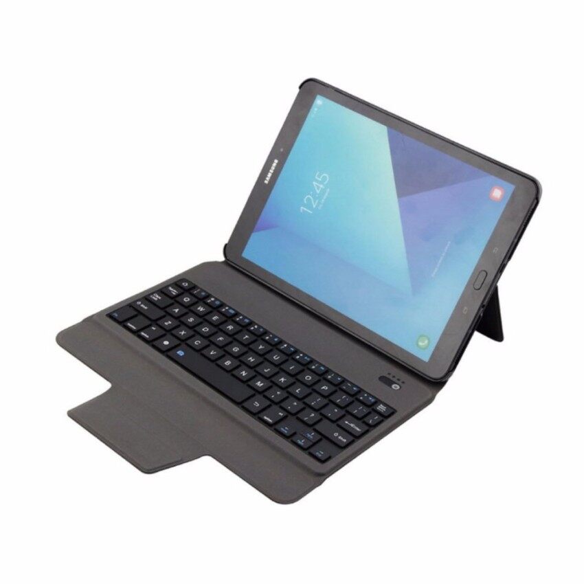 Terbaru Ultra Ramping Bluetooth Keyboard dengan Kulit Case Sarung untuk Samsung Galaksi Tab S3 9.7 T820/T825. Merah Muda-Internasional