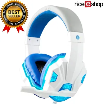 niceEshop Soyto 830 3.5mm Game Gaming Headphone Headset Earphone Headband With Microphone LED Light For Laptop (White)