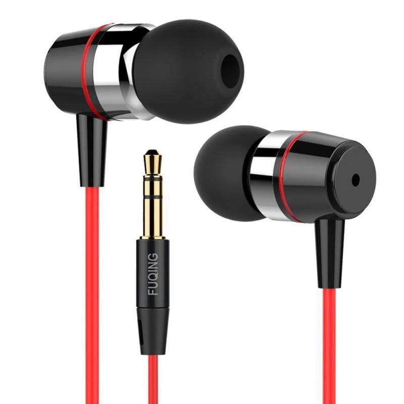 niceEshop Wired Metal Earphones ,Classic Heavy Bass Stereo Earbuds In-ear Headphones Sport Running Headset For IPhone IOS Android 3.5mm Jack (Red) Singapore