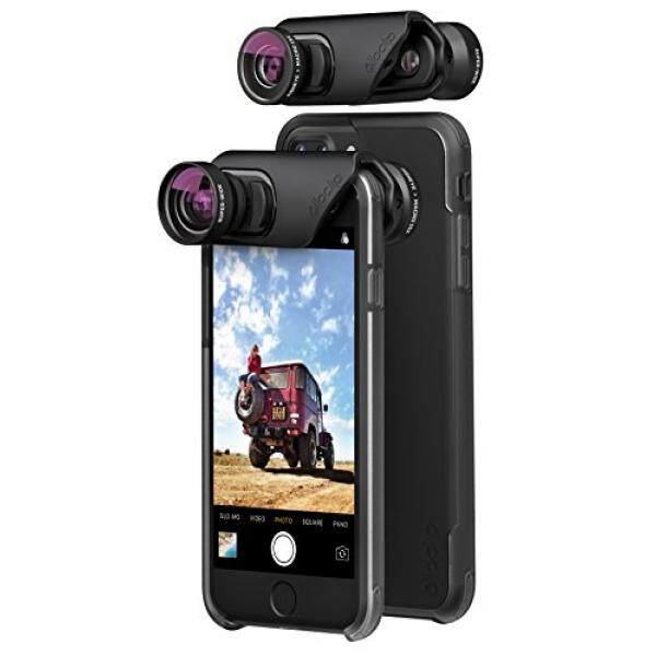 olloclip — CORE LENS SET + OLLO CASE Combo for iPhone 8/8 Plus & iPhone 7/7 Plus — Includes 2 iPhone cases + SUPER-WIDE, FISHEYE & MACRO Premium Glass Lenses — Lens: Black/Black, Cases: Clear - intl