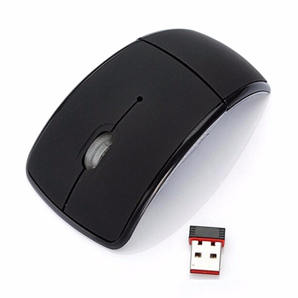 Optical 2.4G Mouse Nirkabel Bisa Dilipat Mouse Tanpa Kabel USB Mouse Lipat Receiver Hitam-Intl