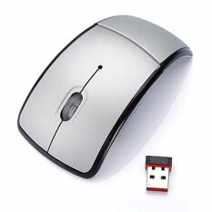 Optical 2.4G Mouse Nirkabel Bisa Dilipat Mouse Tanpa Kabel USB Mouse Lipat Receiver Perak-Intl