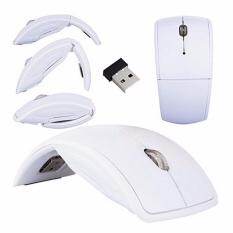 Optical 2.4G Mouse Nirkabel Bisa Dilipat Mouse Tanpa Kabel USB Mouse Lipat Receiver Putih-Intl