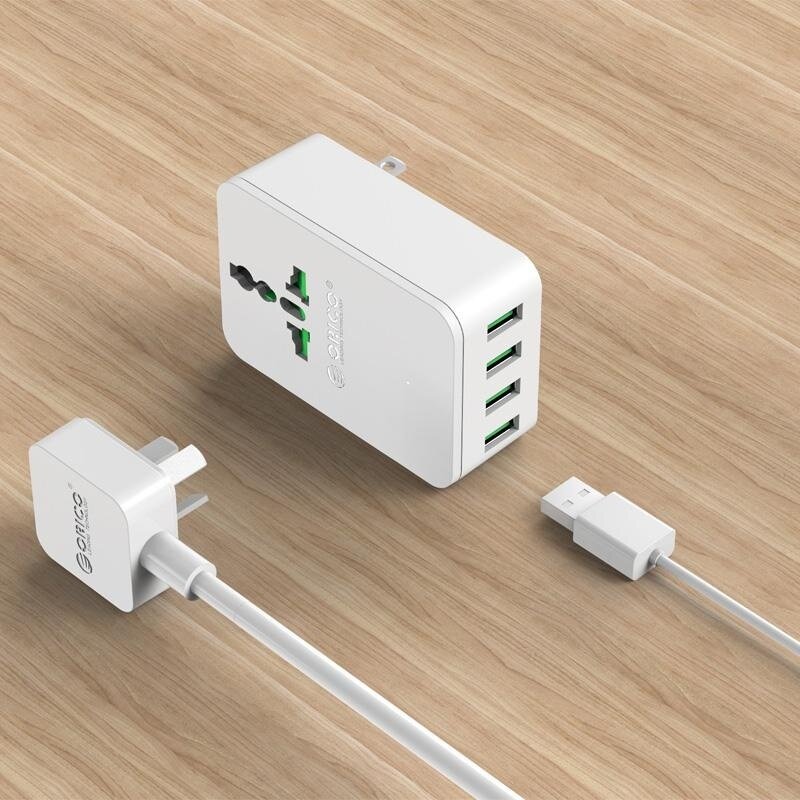 【Free Shipping + Super Deal】ORICO S4U 20W Universal Power Plug Travel Converting Adapter with 4 USB Charging Ports EU