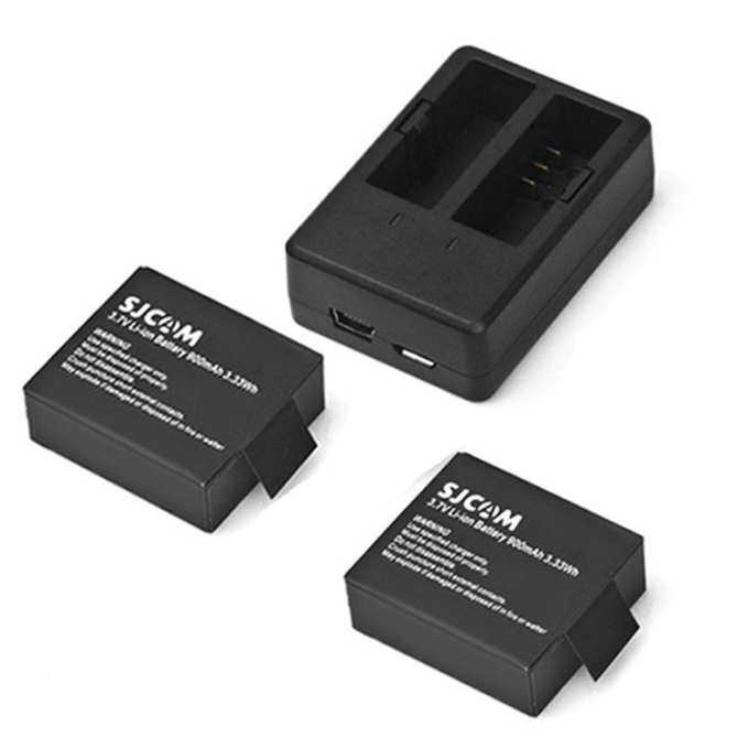 Asli SJCAM 900 MAh Baterai + Pengisi Daya Slot Ganda untuk SJ4000/SJ4000 WIFI/SJ5000/SJ5000 WIFI/SJ5000 PLUS /M10/M10 WIFI/M10 PLUS Kamera Aksi-Intl