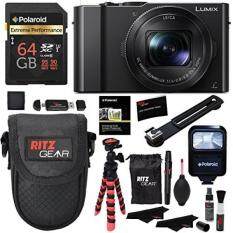 Panasonic LUMIX DMC-LX10K Camera, Polaroid 64GB, Memory Card Wallet, Flash, Ritz Gear Tripod, Cleaning Kit, Case and Accessory Bundle