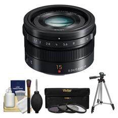 Panasonic Lumix G 15mm f/1.7 Leica DG Summilux Lens with 3 UV/CPL/ND8 Filters + Tripod + Kit for G5, G6, GF5, GF6, GH3, GH4, GM1, GX7 Cameras