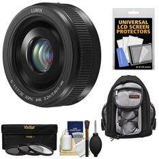 Panasonic Lumix G Vario 20mm f/1.7 II ASPH Lens (Black) with 3 Filters + Backpack + Kit for G6, G7, GF7, GH3, GH4, GM1, GM5, GX7, GX8 Cameras