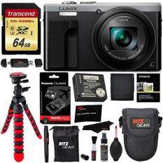 Panasonic ZS60 Lumix 4K Digital Camera 18MP 24-720mm LEICA DC Lens Silver, Panasonic DMW-ZSTRV Lumix & External Charger Travel Pack, Transcend 64GB Memory Card, Cleaning Kit & Accessory Bundle