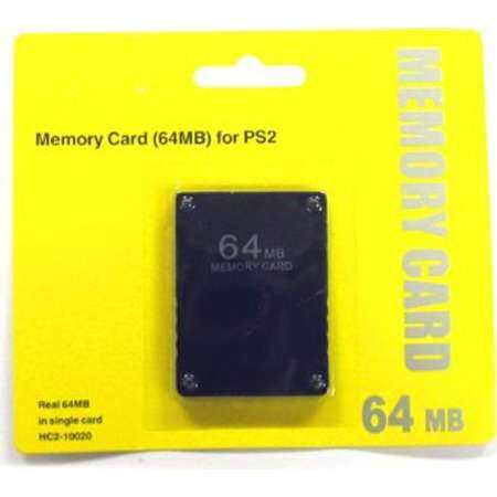 Pawaca 64 เมมโมรี่การ์ดสำหรับ PlayStation 2 PS2 (แพคเกจค้าปลีก) - สีดำ