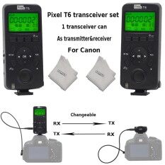 Pixel T6 N3 E3 Kabel FSK 2.4 GHz Tampilan LCD Nirkabel Transceiver Timer Pelepasan Rana Pengendali Jarak Jauh Kompatibel dengan Canon 5D Mark IV 1300D 1100D 1000D 650D 600D 550D 500D 450D 60D Kamera + Inseesi Lensa Kain